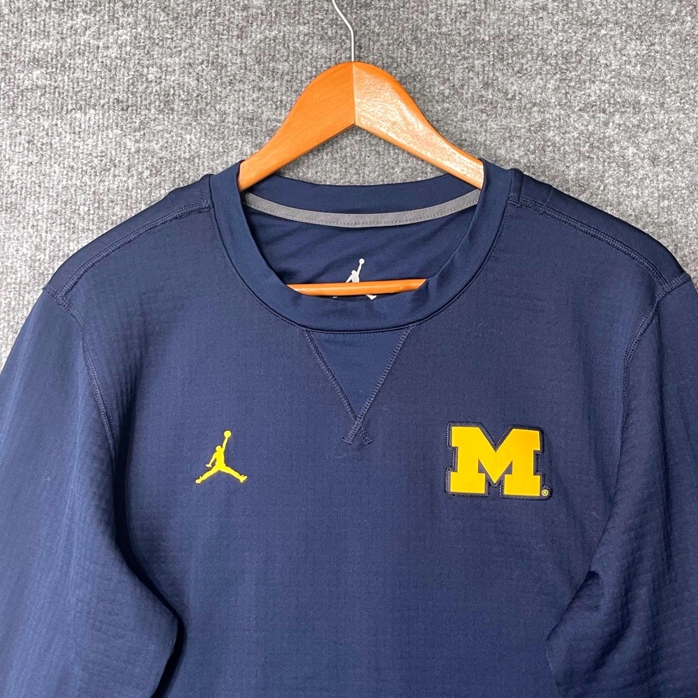 Jordan Brand Michigan Wolverines Mens Navy Blue Performance Long Sleeve Shirt M